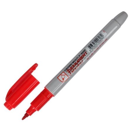 Маркер перманентный CROWN Multi Marker Super Slim 1мм (красный) пулевидный