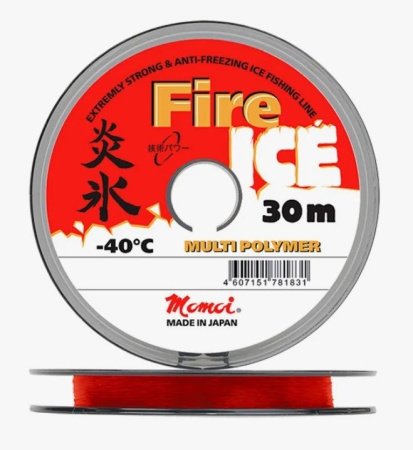 Леска зимняя Momoi Fire Ice 0,128 мм 1,8 кг 30 м красная Barrier Pack