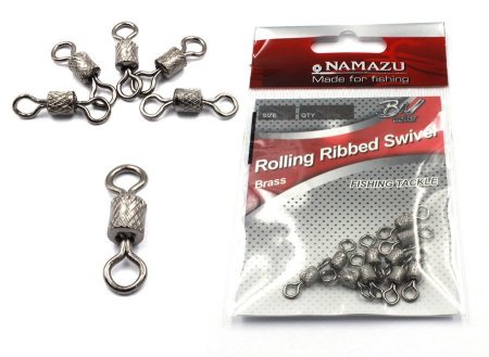Вертлюг Namazu WRAPPING ROLLING RIBBED SWIVEL, латунь, цв. BN, p.2/0, test-91кг (уп.5 шт)